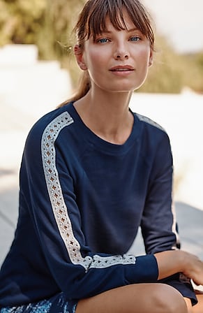 Image for Fit Crochet-Trimmed Sweatshirt