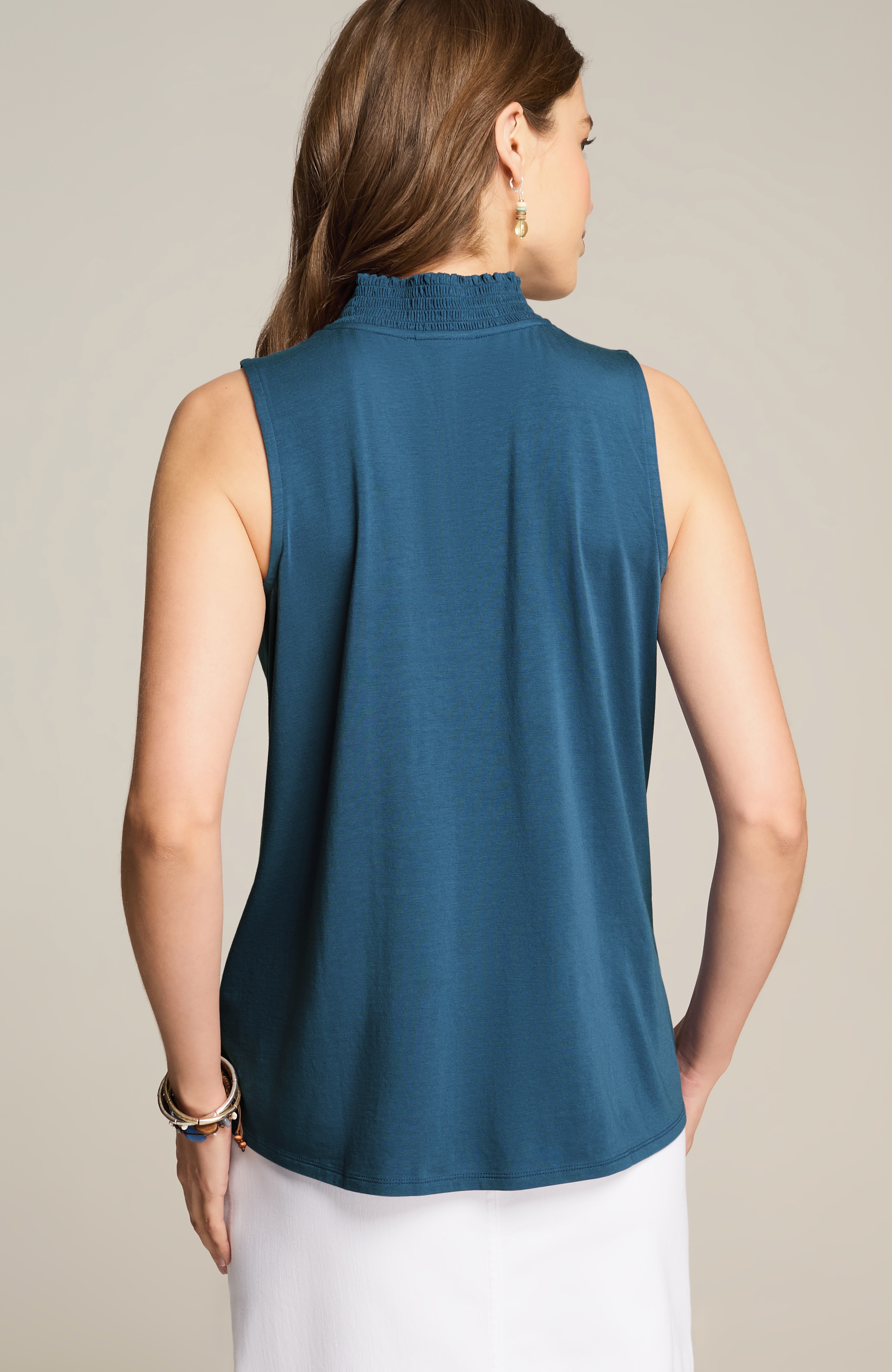 Smocked-Neck Sleeveless Top | JJill