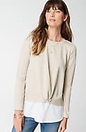 mixed-media twist-front top