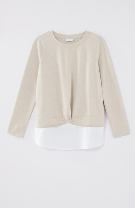 mixed-media twist-front top