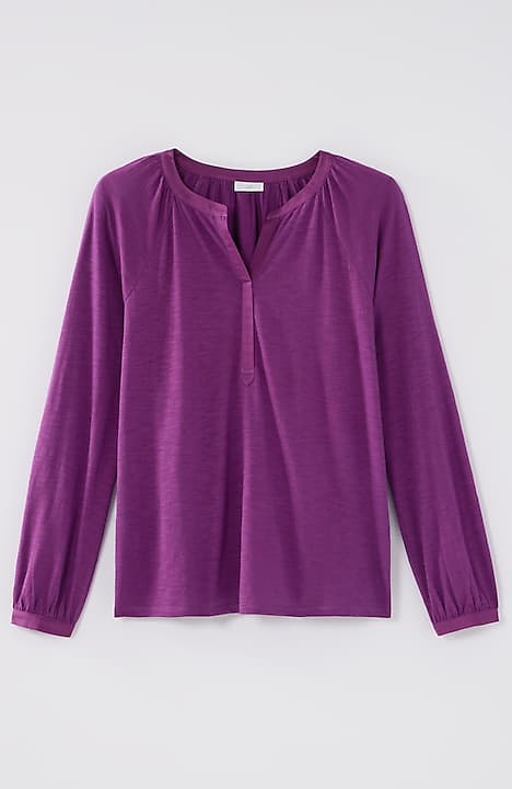 woven-trimmed knit top