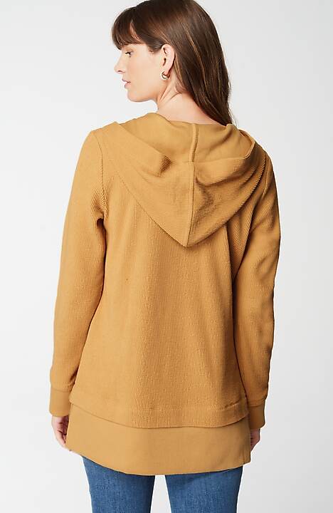 textured-knit hoodie tunic
