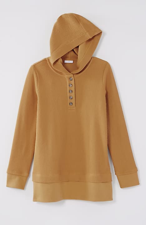textured-knit hoodie tunic