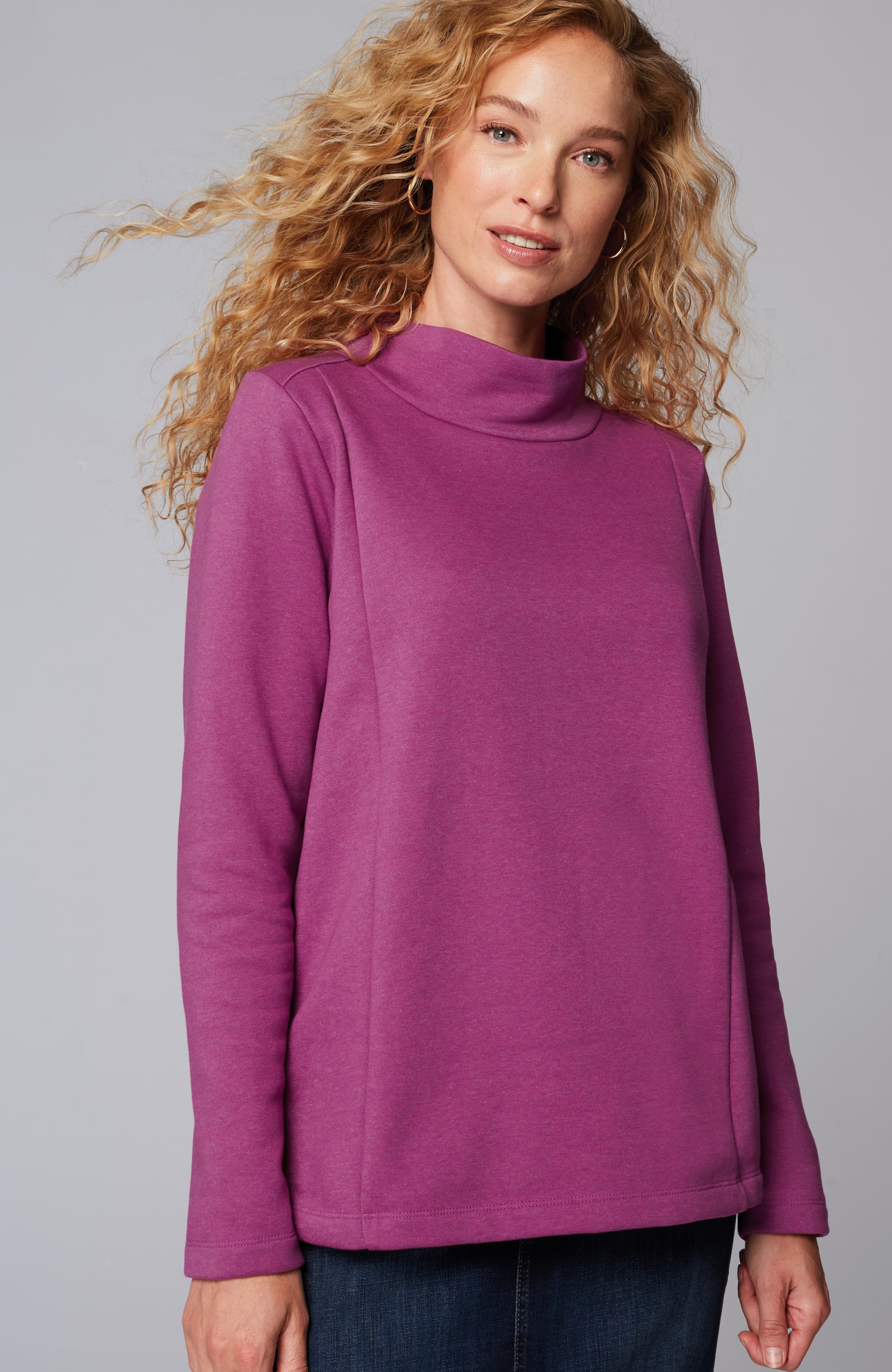 seamed mock-neck top