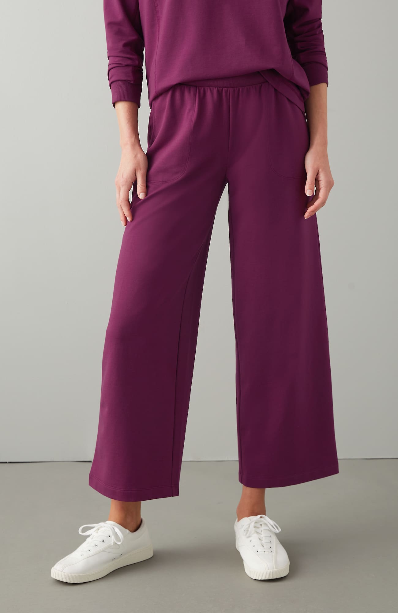 Jjill J.jill Fit Elevate Terry Crops In Spiced Plum