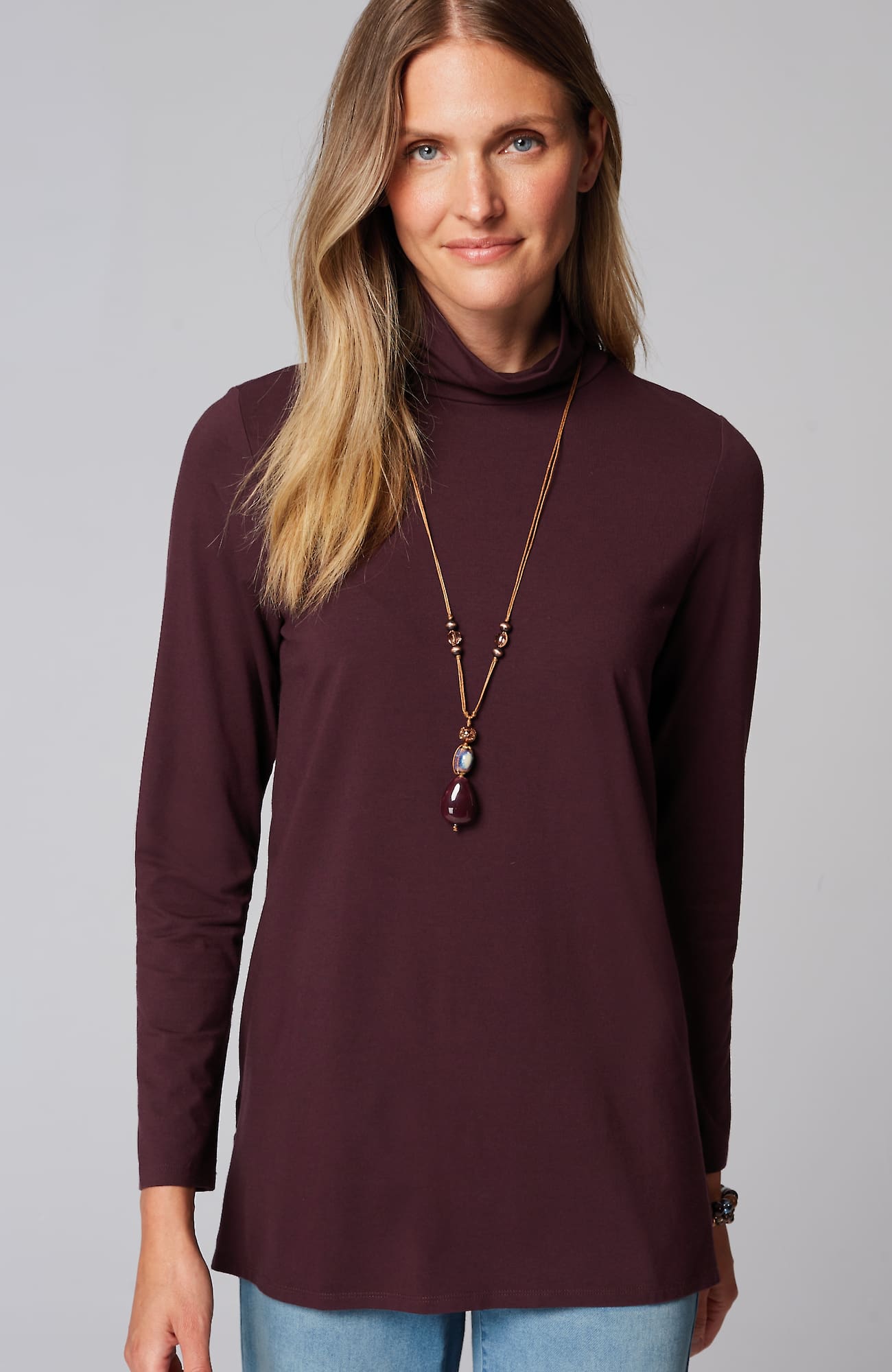 Jjill J.jill Luxe Supima® Turtleneck Tunic In Spiced Wine