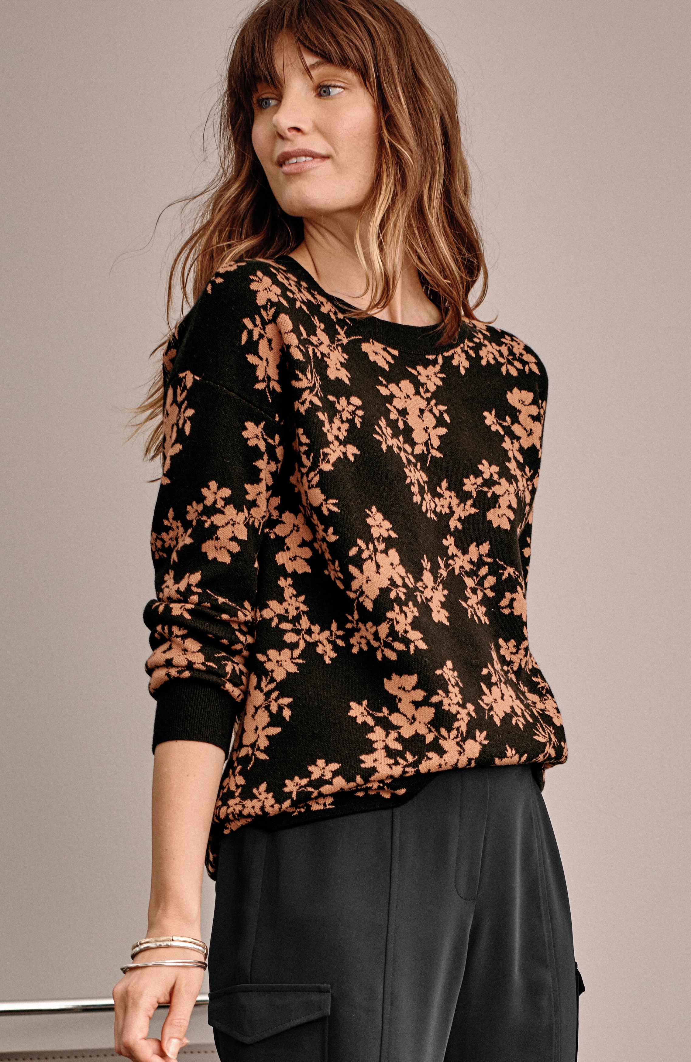 wearever floral-jacquard sweater