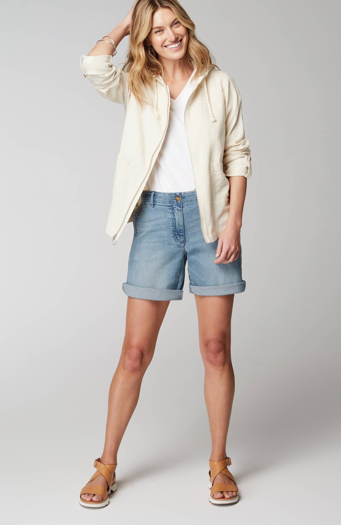 Trapunto-Stitched Denim Shorts