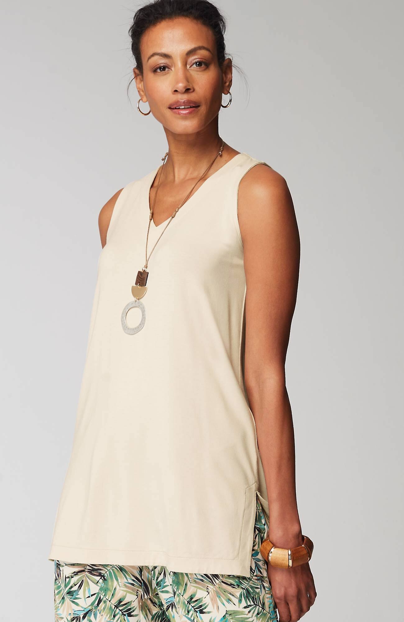 Jjill J.jill Wearever Sleeveless Layering Tunic In Oatmeal