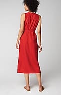 linen-blend v-neck button-front dress