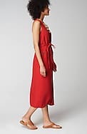 linen-blend v-neck button-front dress