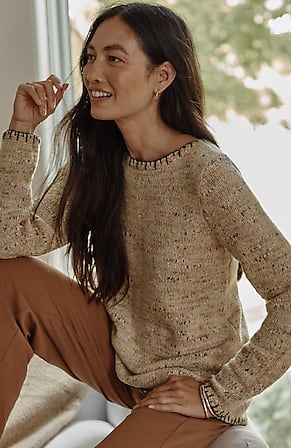 Image for Pure Jill Whipstitch-Trimmed Pullover Sweater