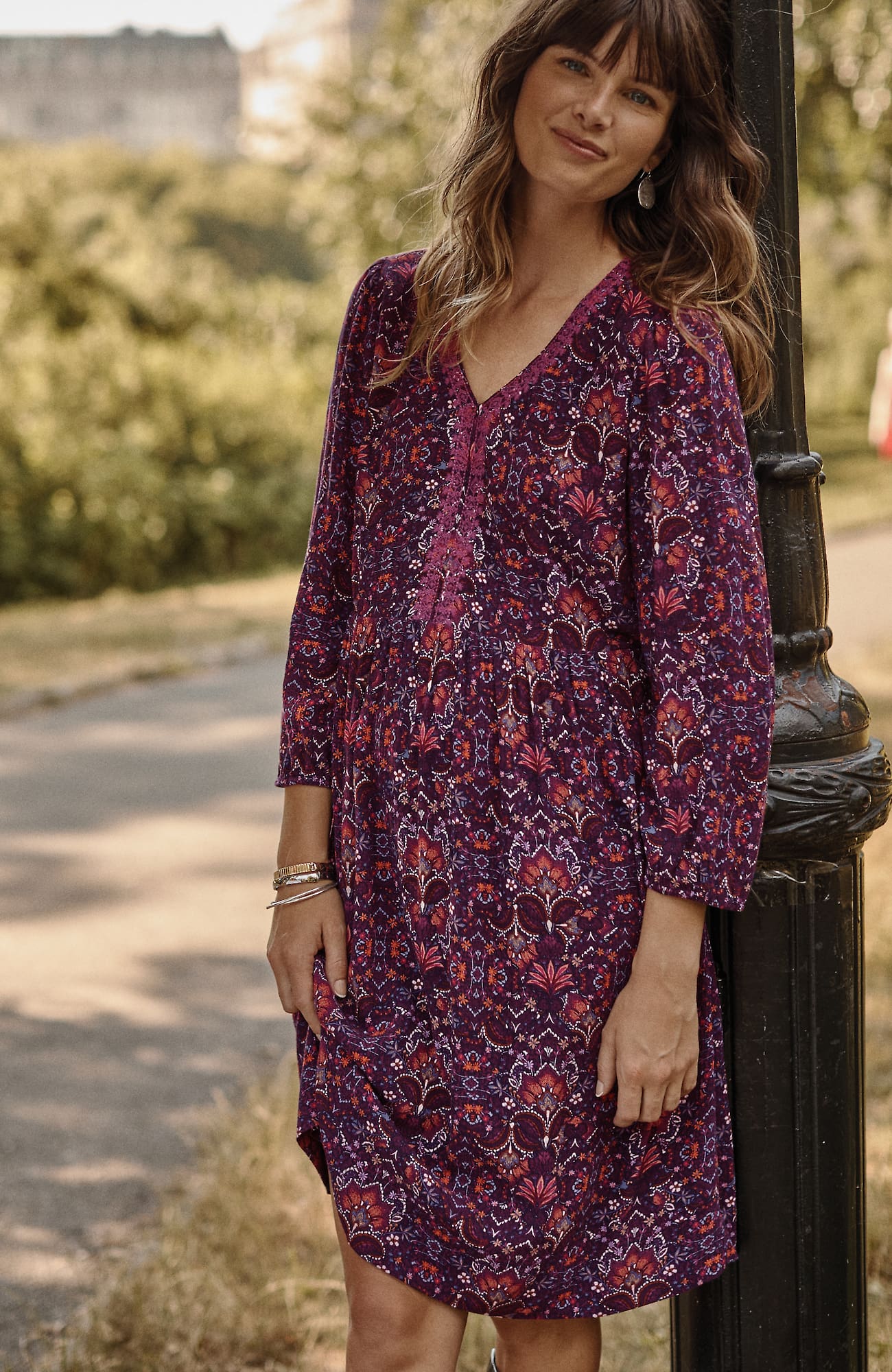 Jjill J.jill East Village Dress In Spiced Plum Vibrant Wallart