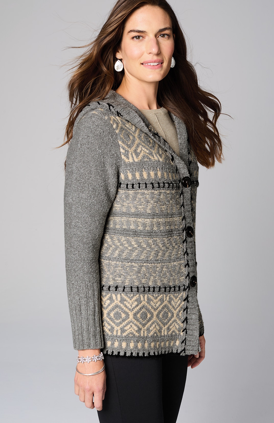 HAND-EMBROIDERED HOODED CARDI | JJill