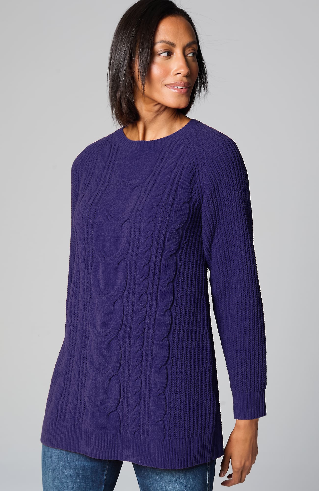 Jjill J.jill Chenille Cabled Tunic In Majestic Violet