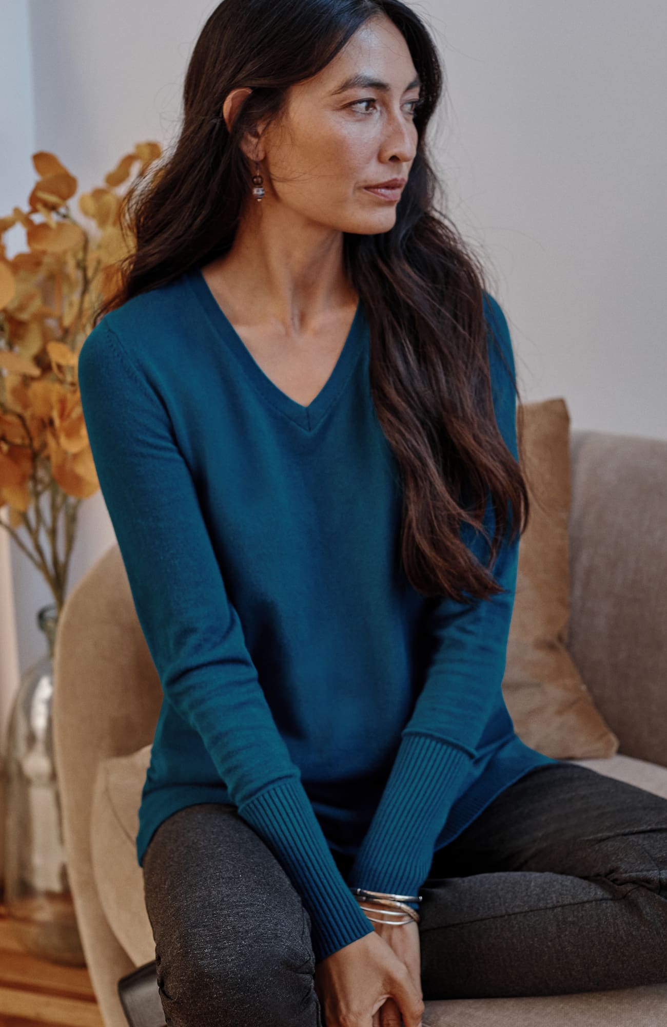 Jjill J.jill V-neck Sweater Tunic In Peacock Blue