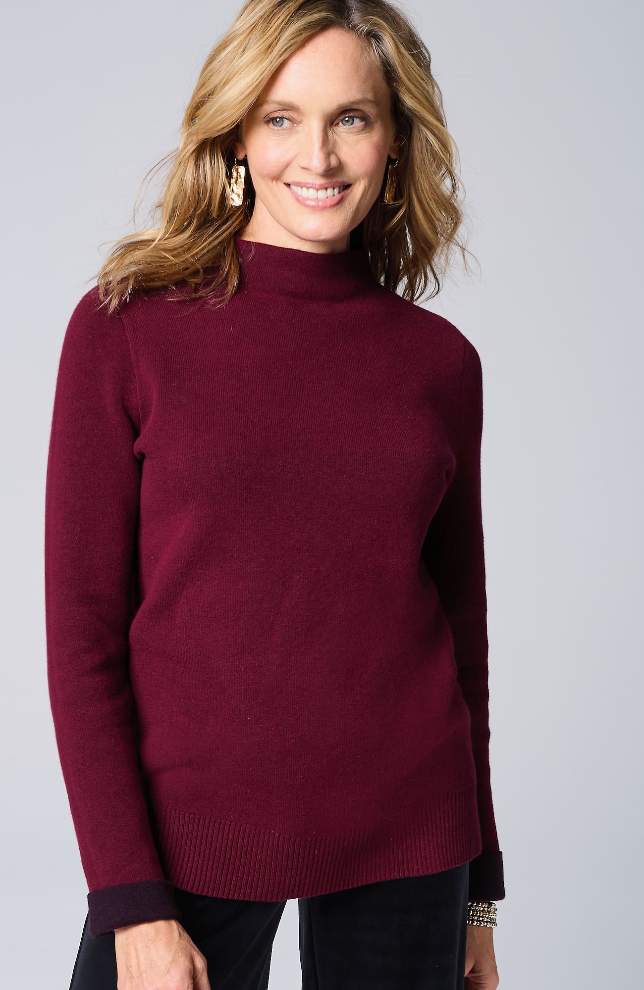 Jjill J.jill Majestic Funnel-neck Sweater In Bordeaux,pinot