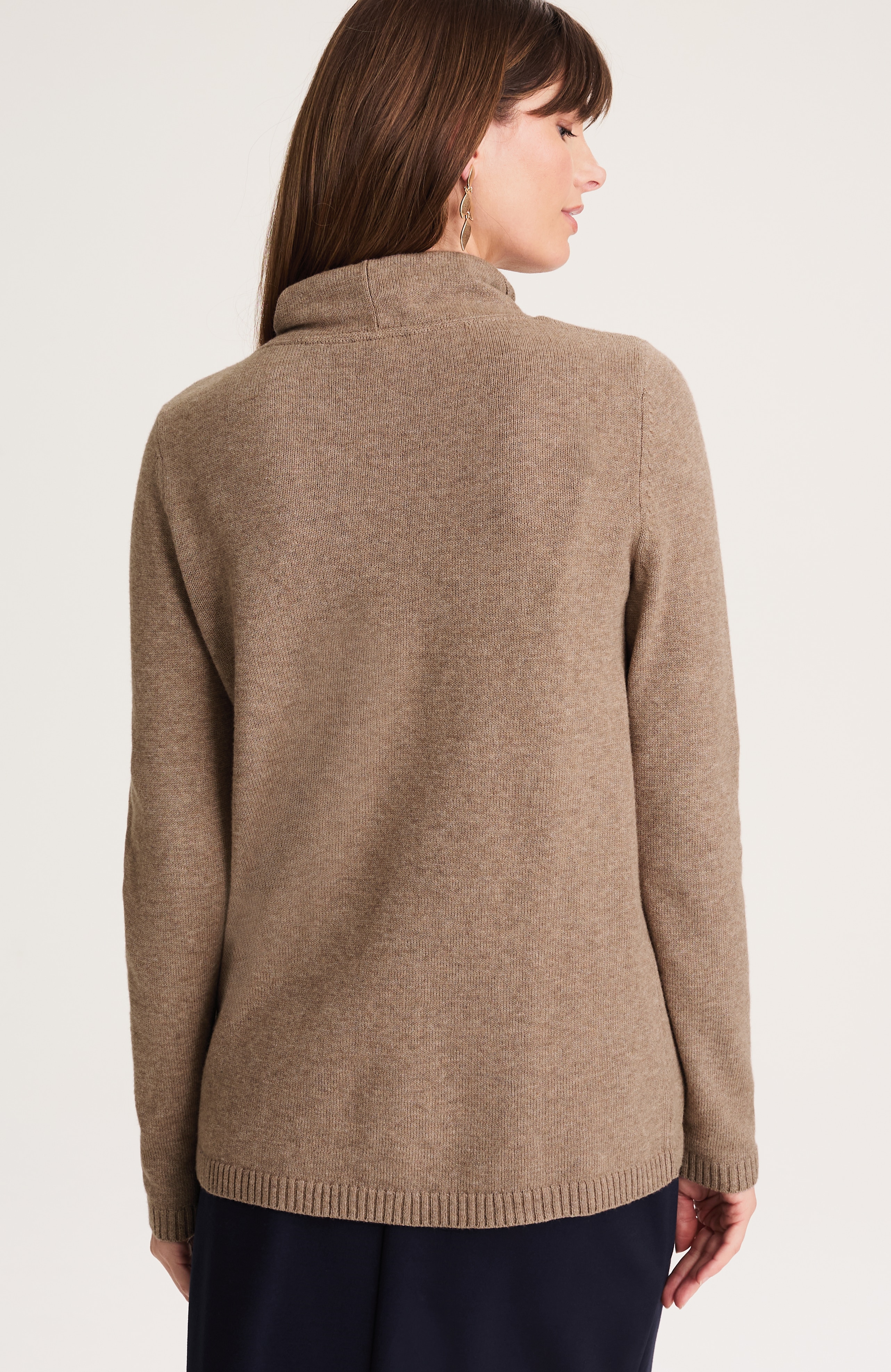 funnel-neck pullover sweater