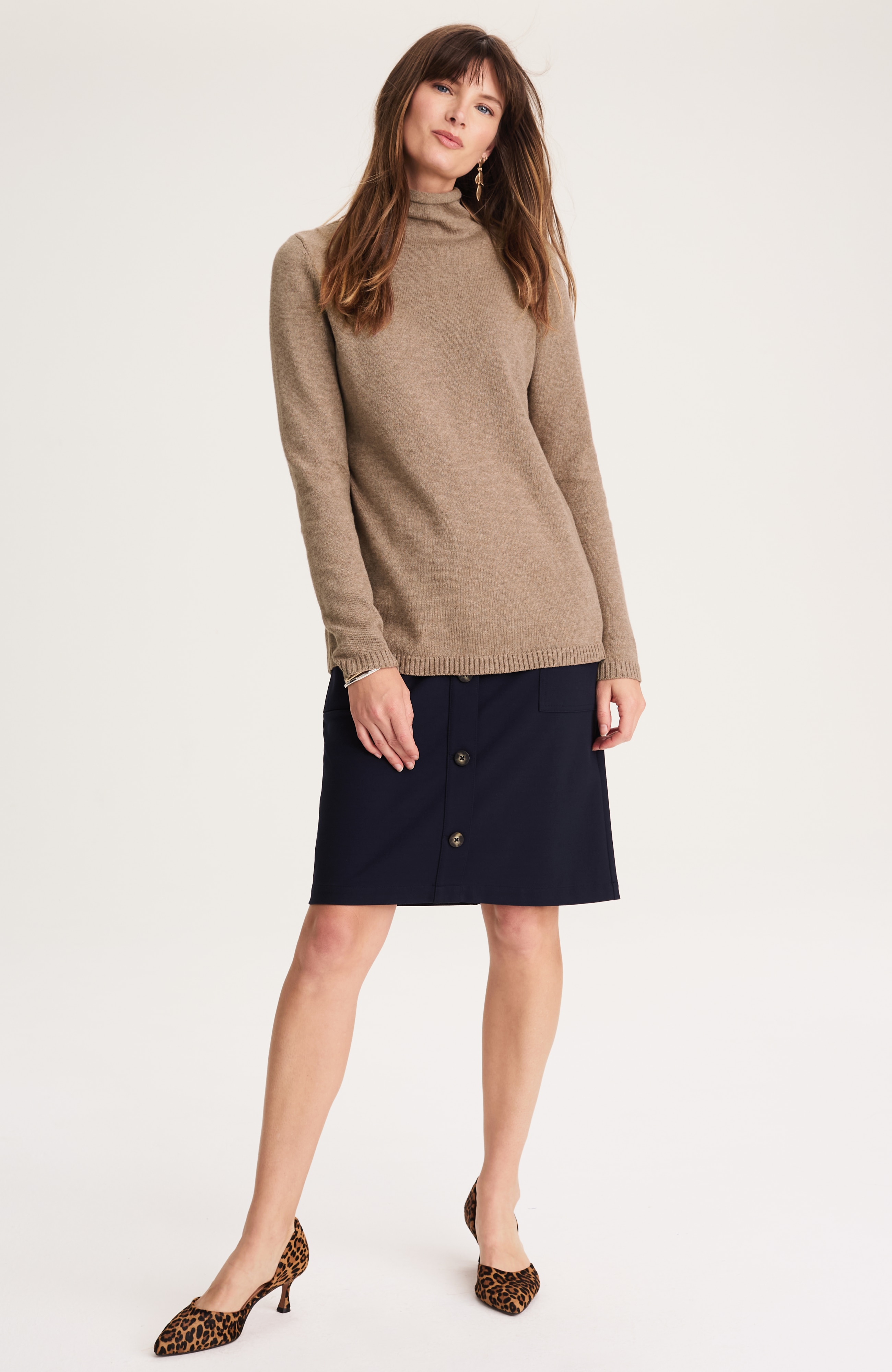 funnel-neck pullover sweater