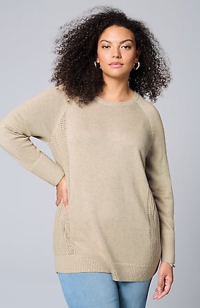 Image for Textured-Sides Crew-Neck Sweater