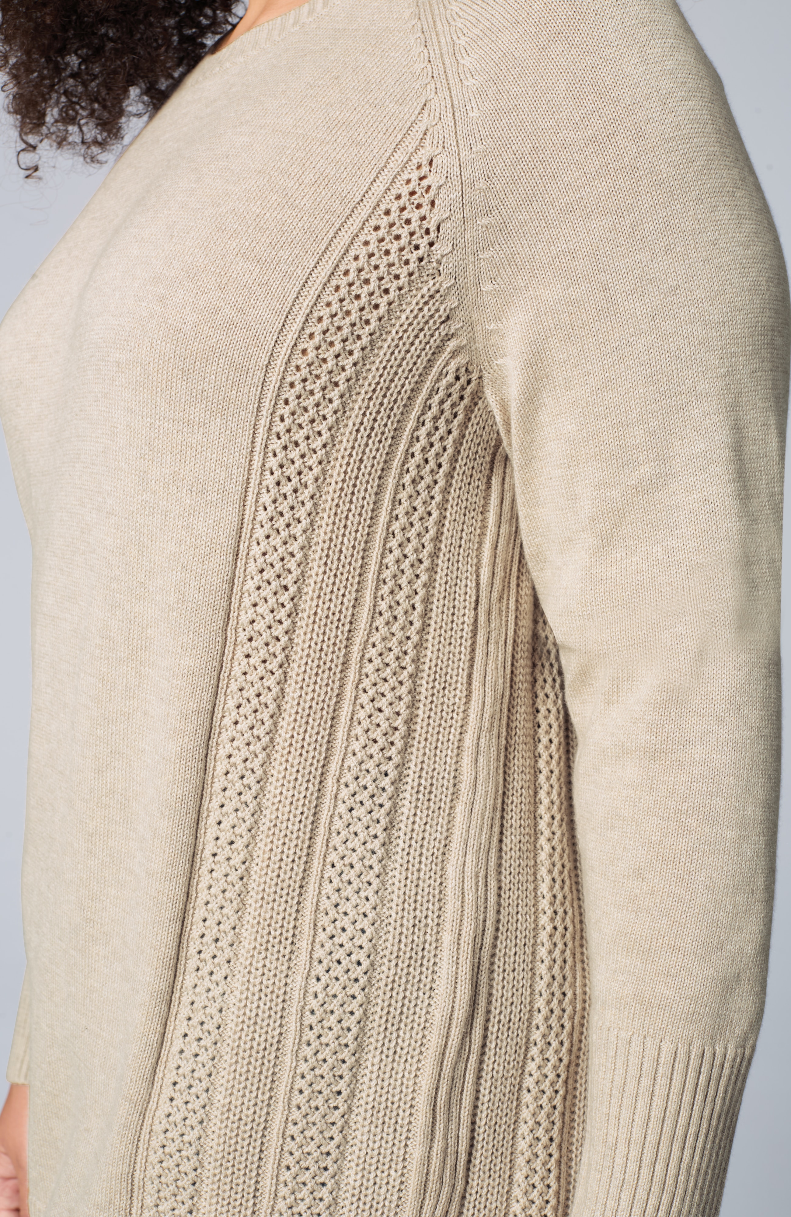 textured-sides crew-neck sweater