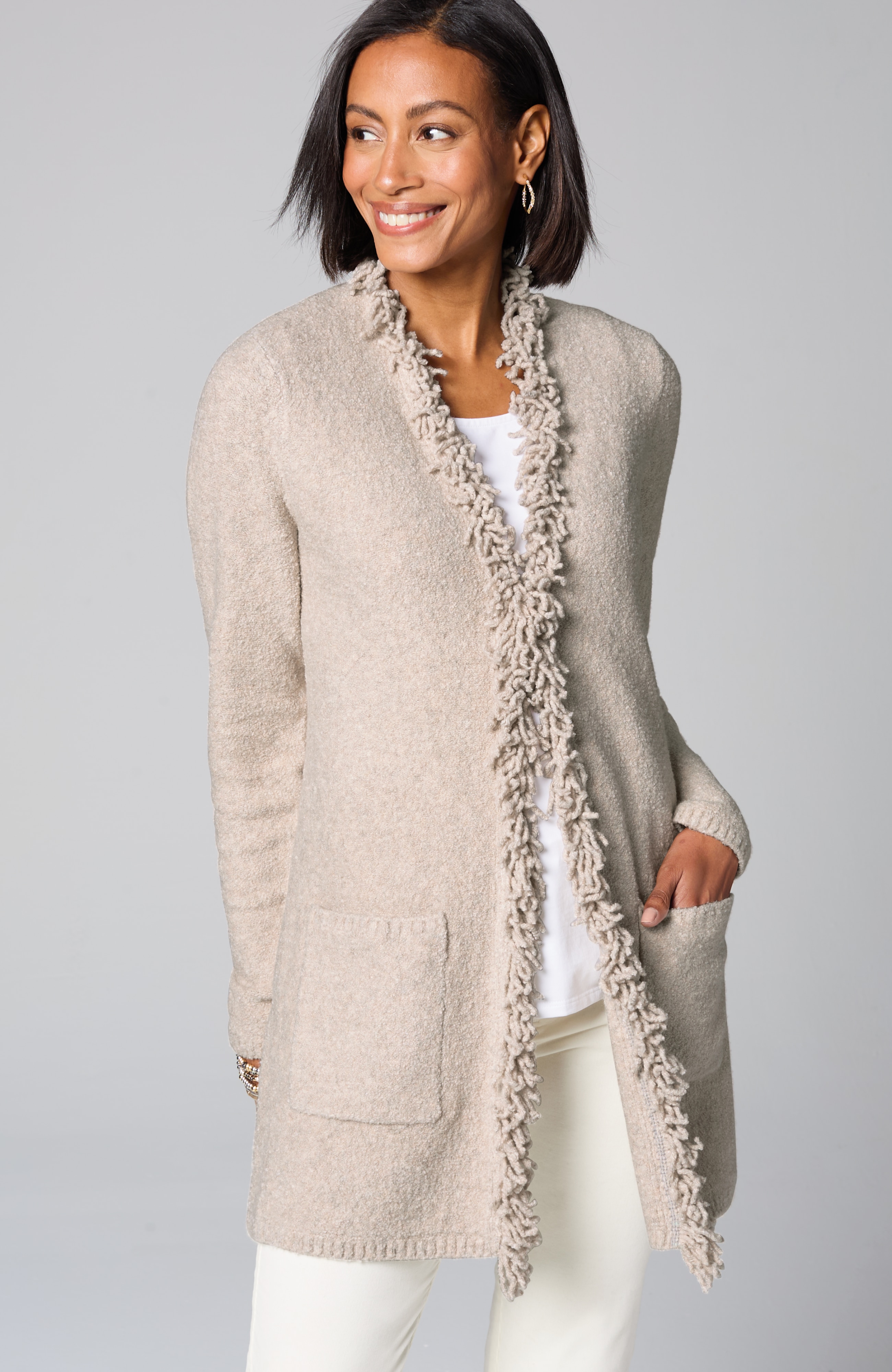 LONG FRINGE CARDI | JJill