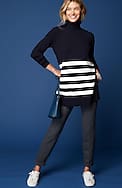ribbed-sleeves turtleneck sweater