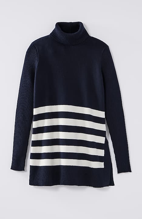 ribbed-sleeves turtleneck sweater