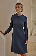 pure jill asymmetrical cowl-neck dress