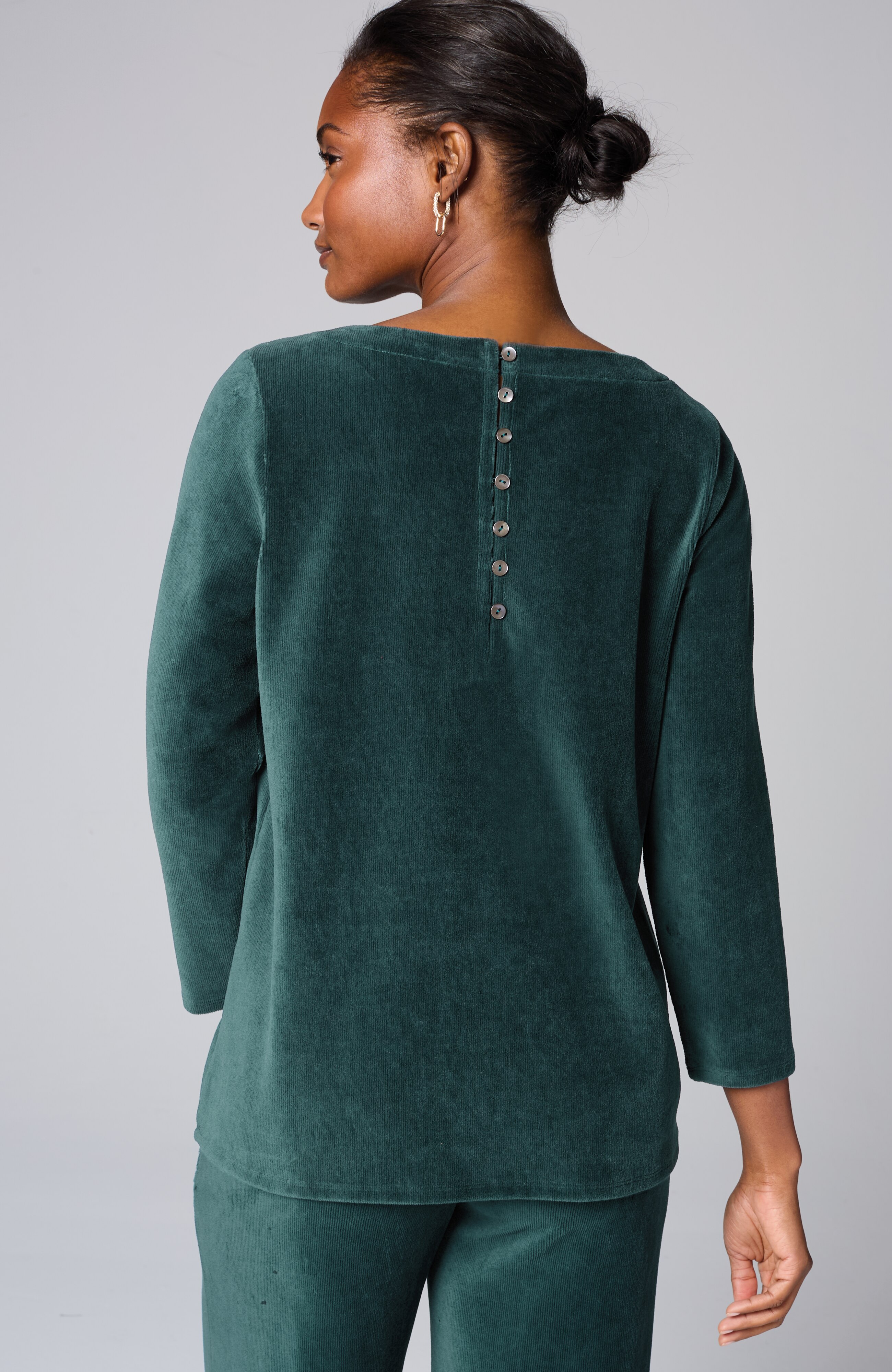 PJ CORDED-VELOUR BUTTONED-BACK TOP | JJill