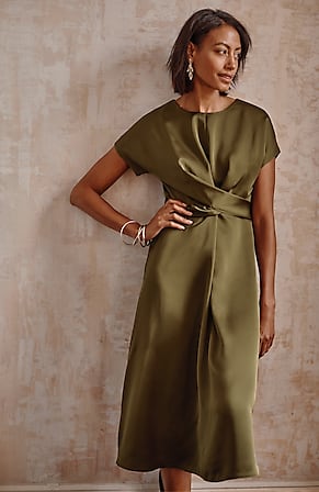 Image for Wearever Satin Wrap-Waist Dress