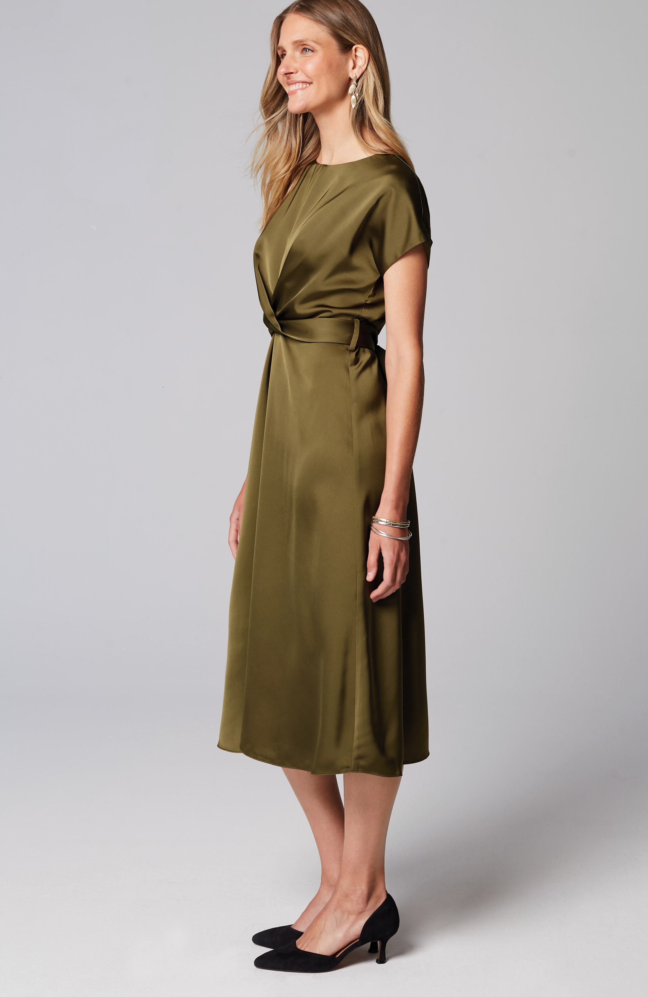 wearever satin wrap-waist dress