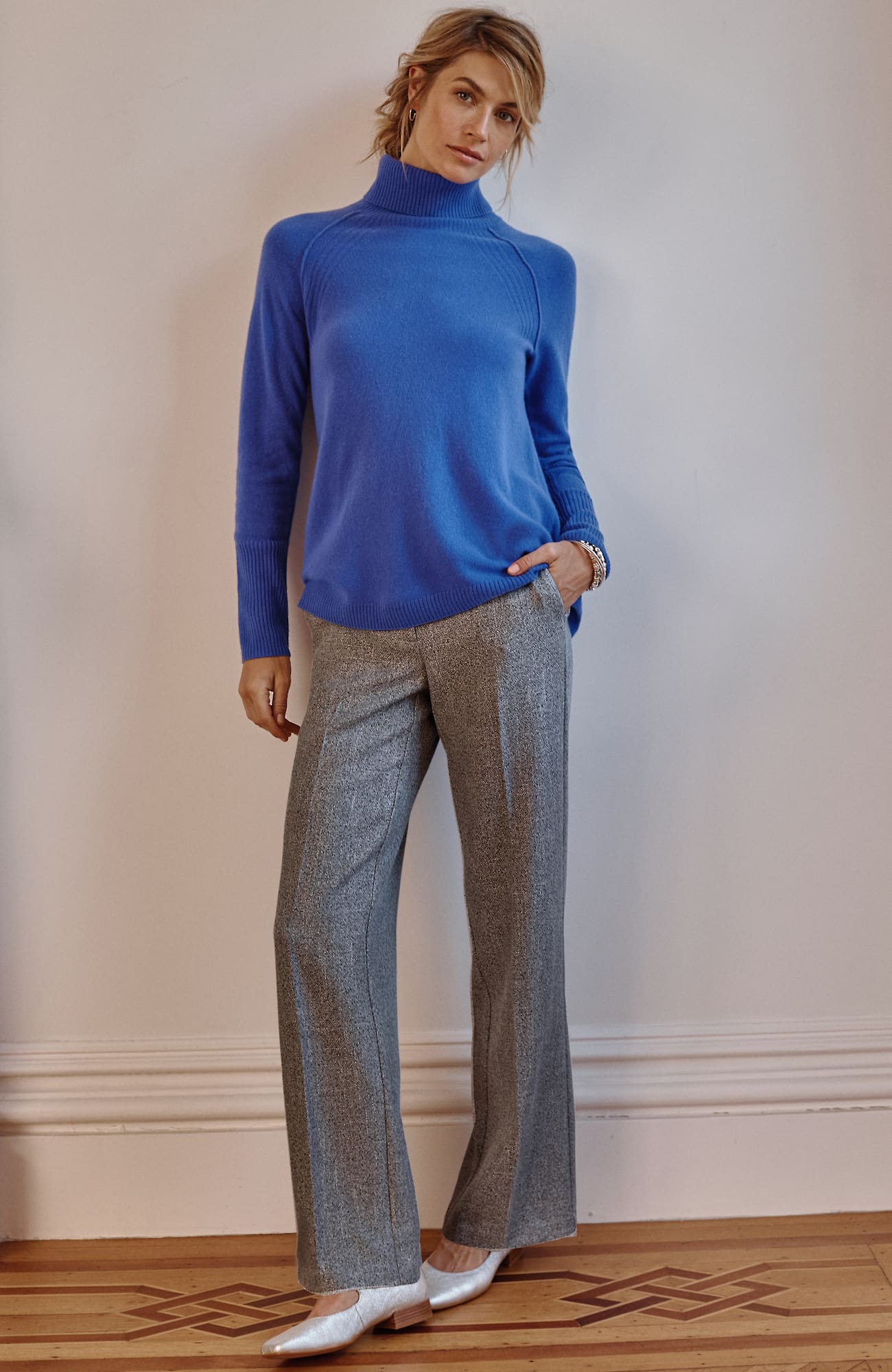 Shop Jjill J.jill Tweed Wide-leg Trousers In Black Multi