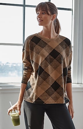 Image for Fit French Terry Plaid Sweatshirt