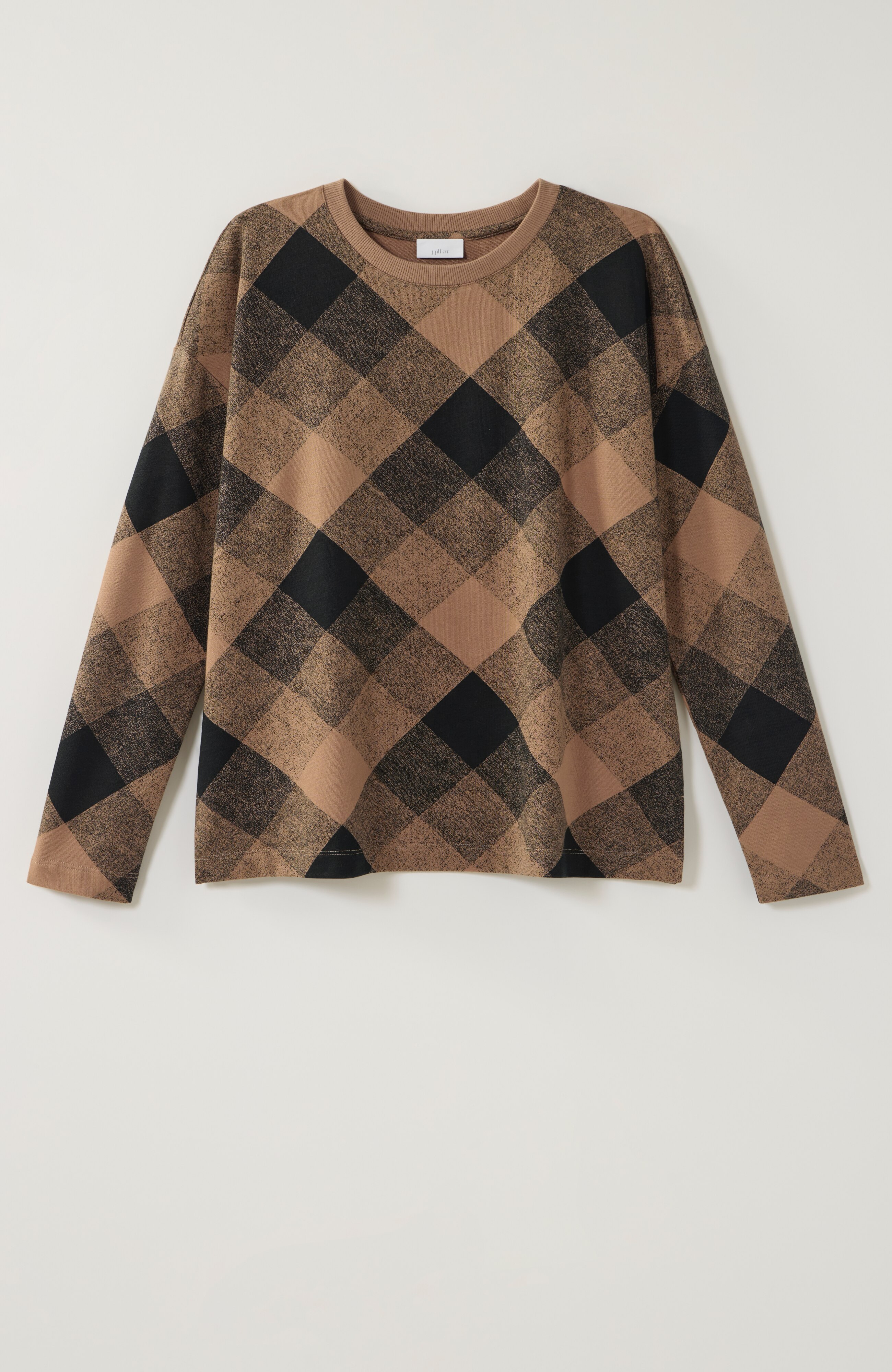 fit french terry plaid sweatshirt