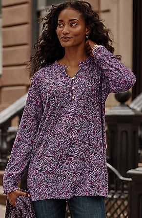 Image for Ruffle-Trim Pintucked Tunic