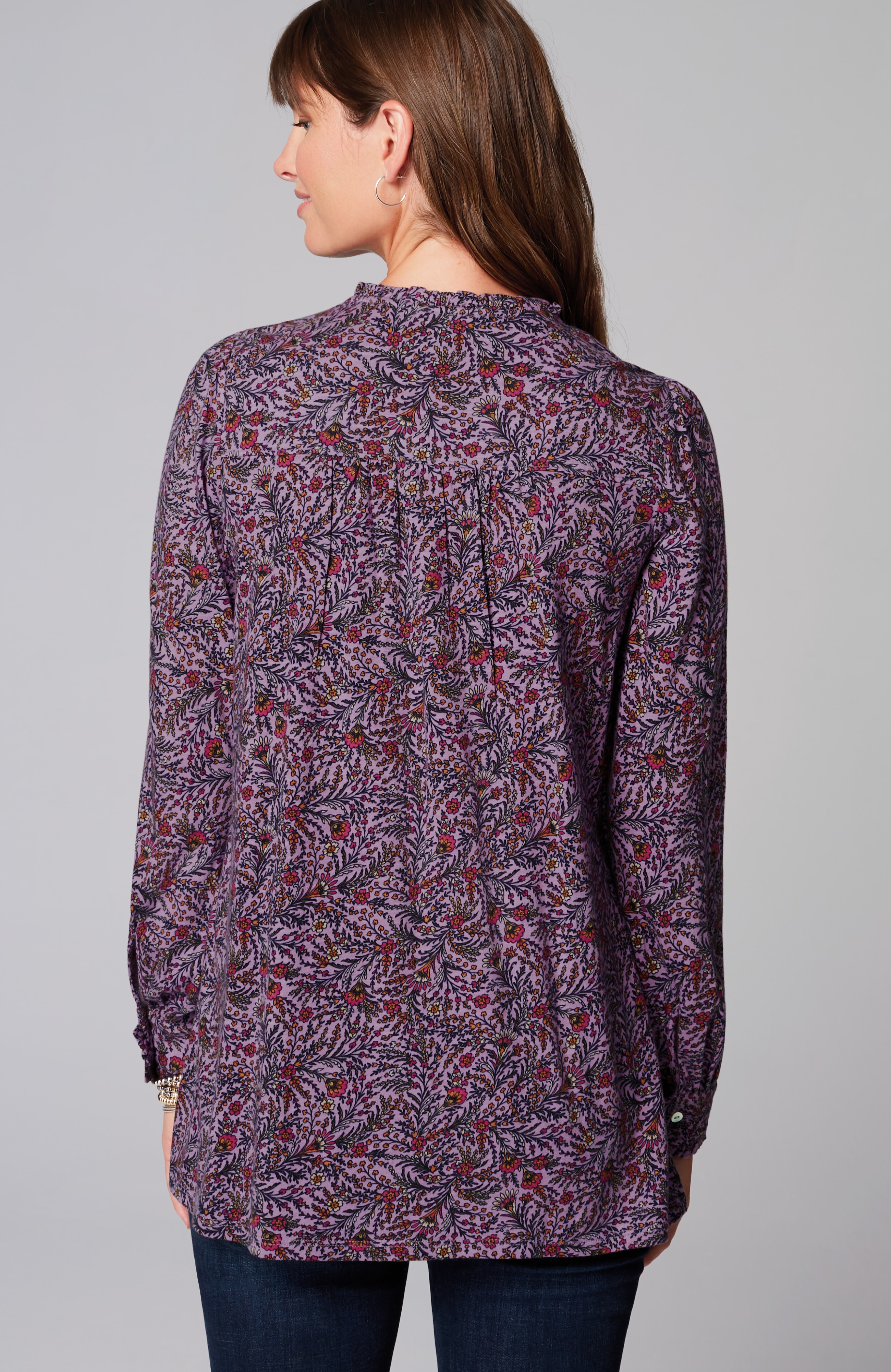 ruffle-trim pintucked tunic