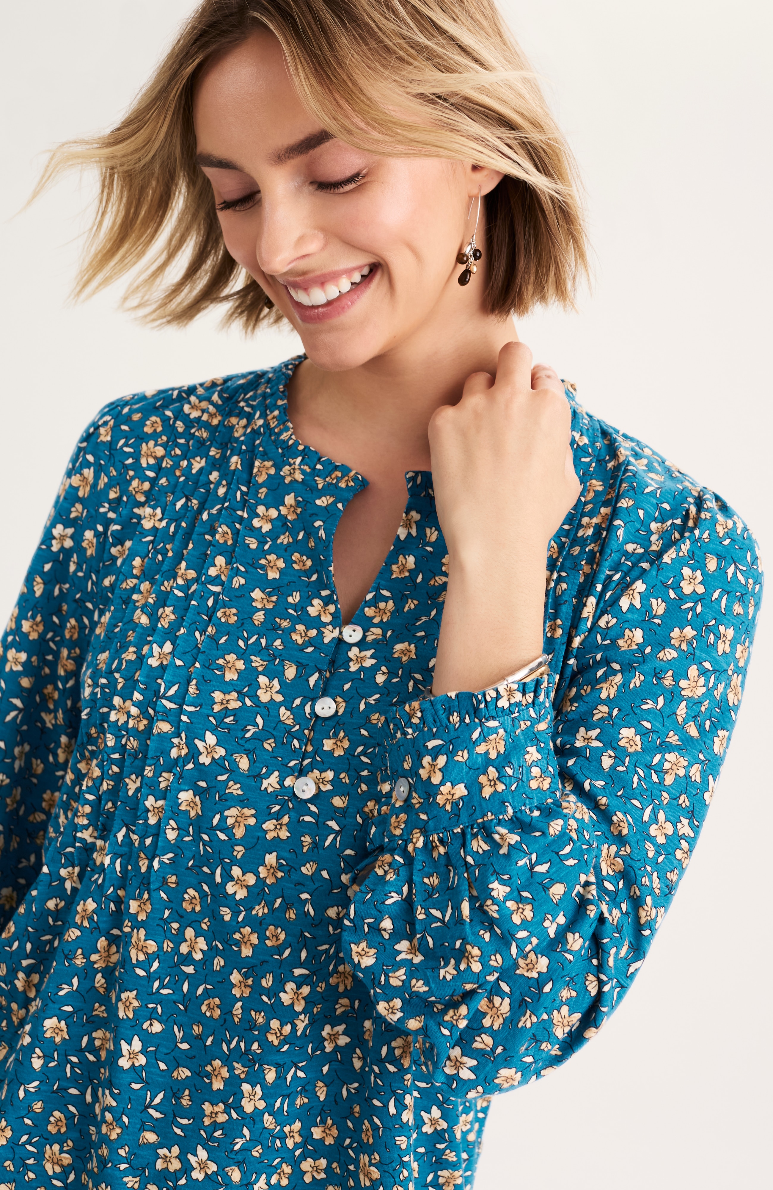 Ruffle-Trim Pintucked Tunic | JJill