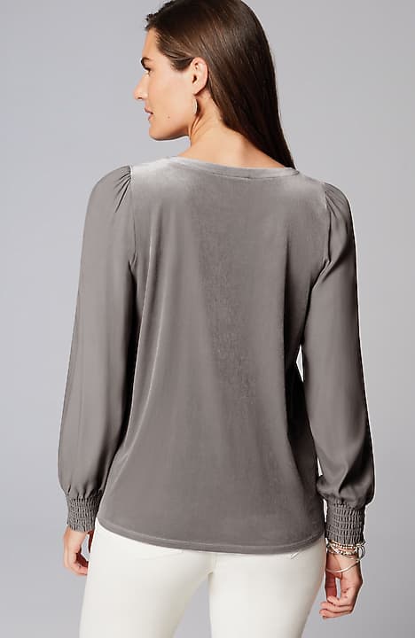 velour mixed-media top