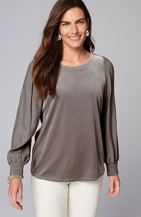 velour mixed-media top