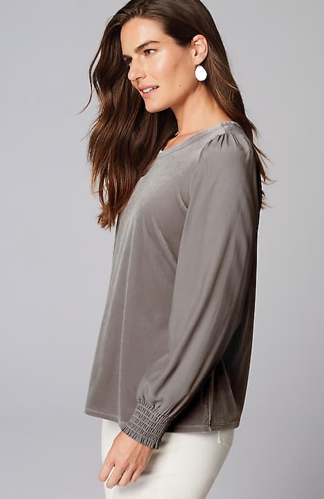 velour mixed-media top