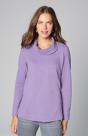 Image for Brushed-Fleece Cowl-Neck Knit Top