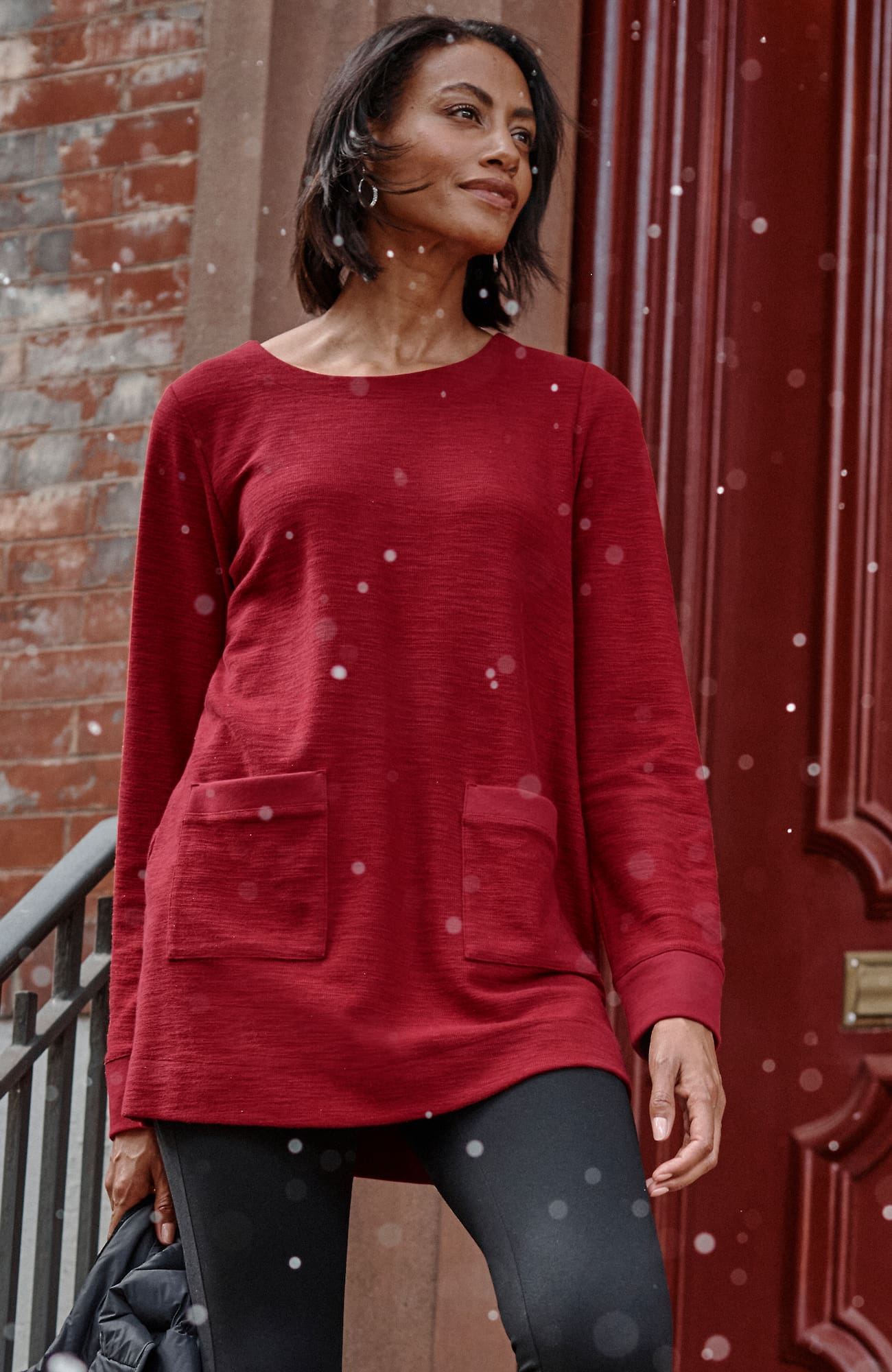 Jjill J.jill Textured Patch-pocket Tunic In Crimson