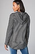 mixed-stripes hooded tunic