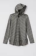 mixed-stripes hooded tunic