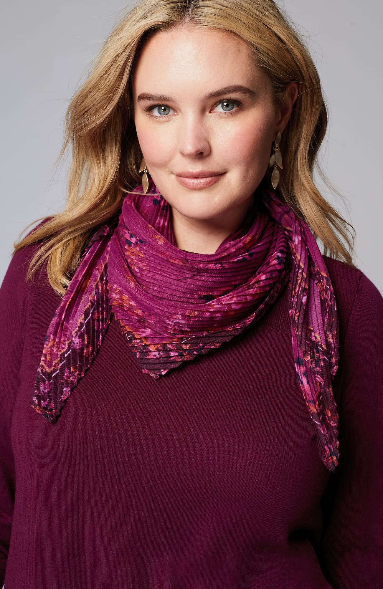 Jjill J.jill Pleated Square Scarf In Light Rum Raisin Multi