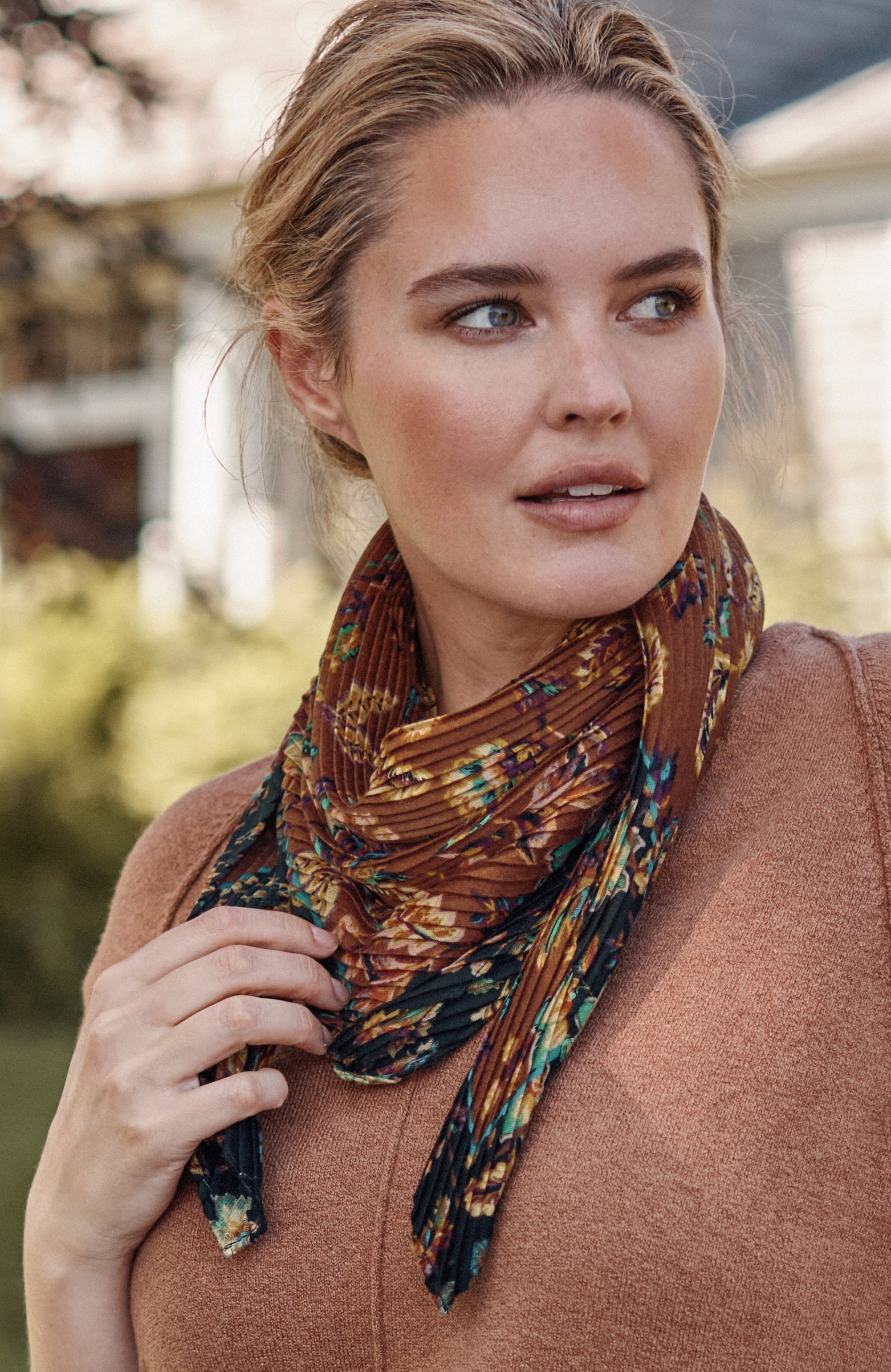 pleated square scarf