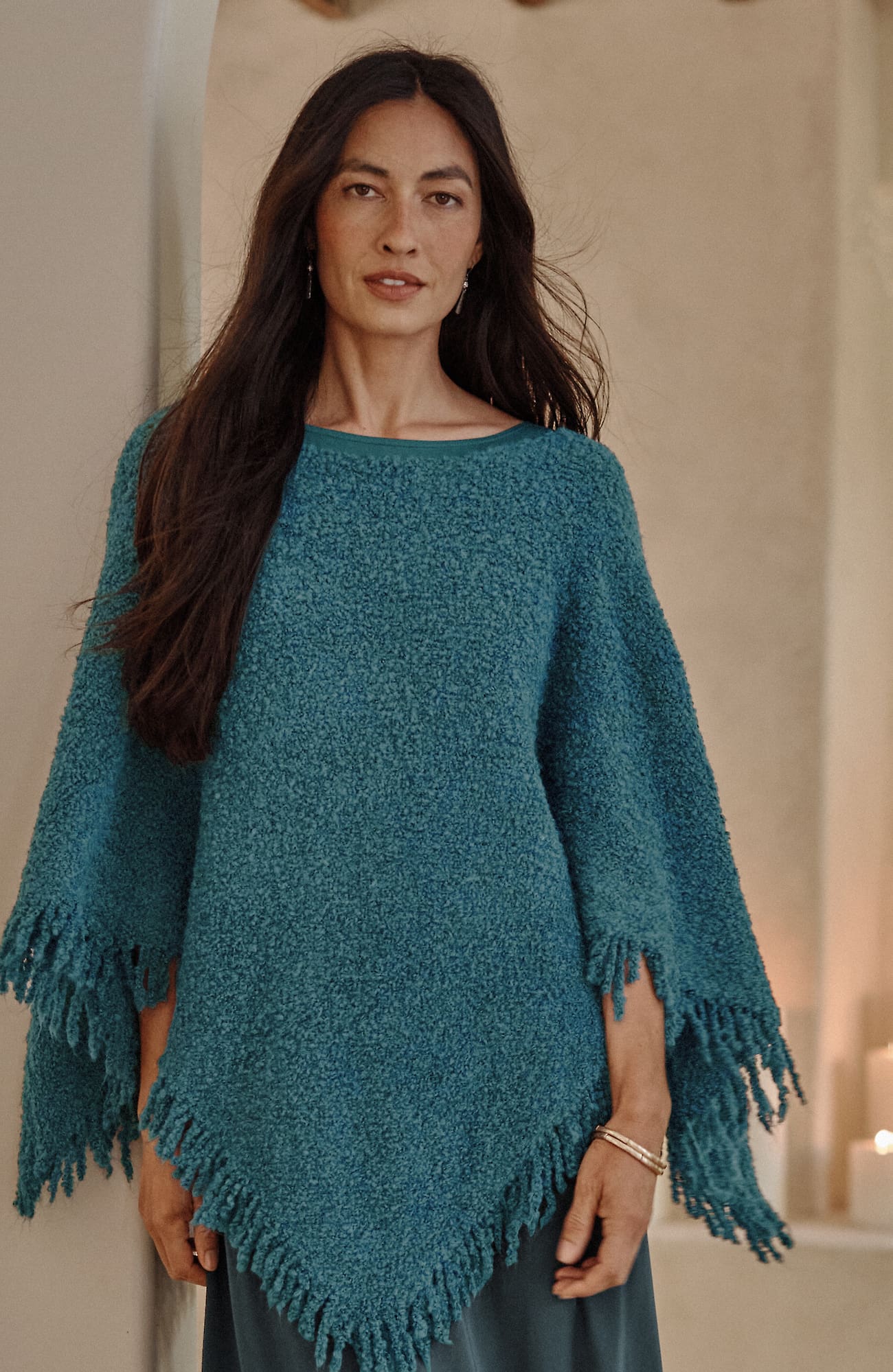 JJILL J.JILL ITALIAN BOUCLÉ ASYMMETRIC PONCHO