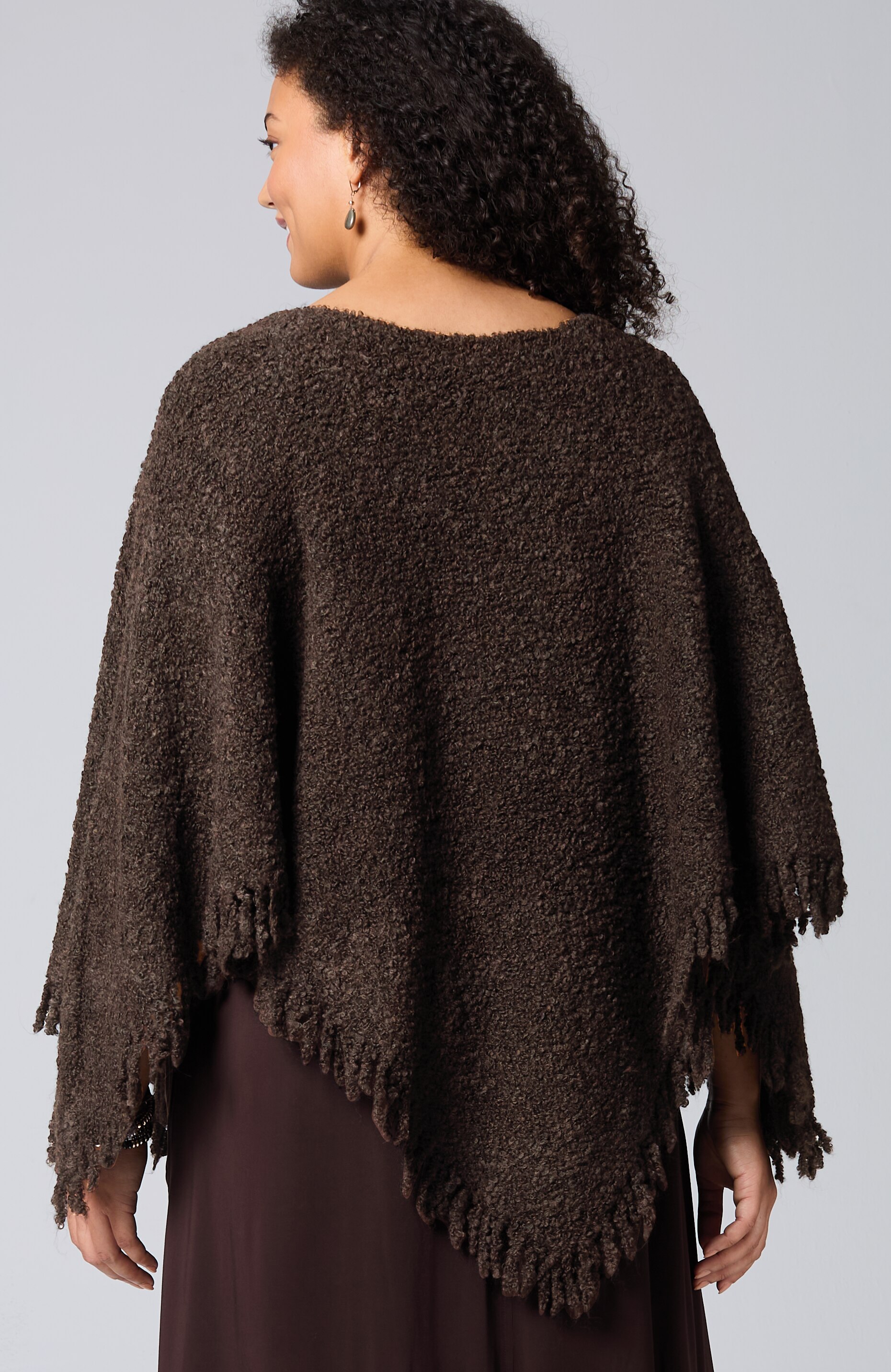 italian bouclé asymmetric poncho