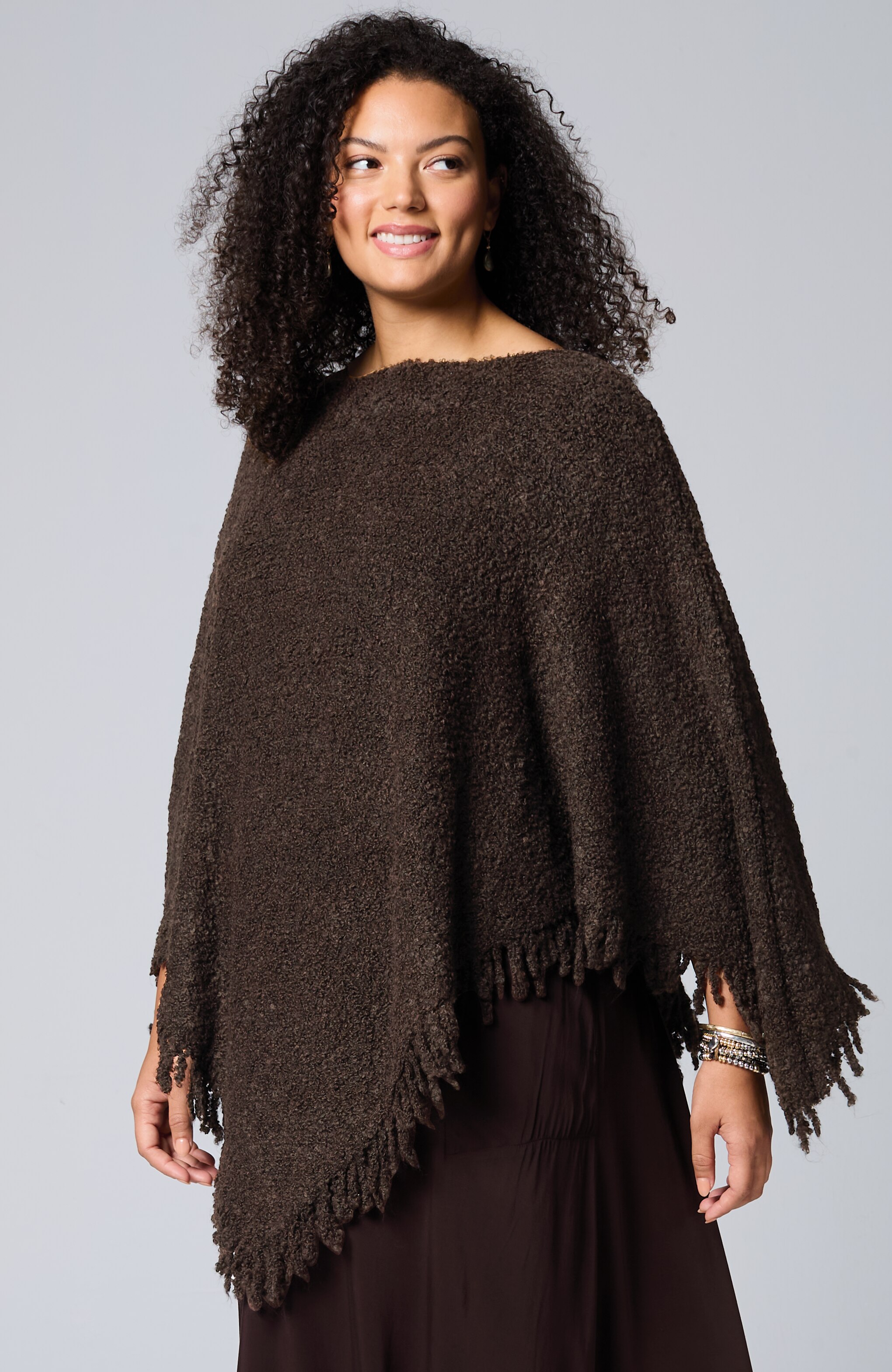 Italian Bouclé Asymmetric Poncho | JJill